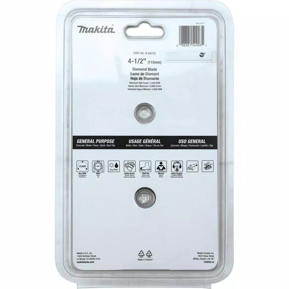 Makita 4.5 in. Turbo Rim Diamond Blade for General Purpose, 2-Pack