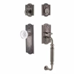 Nostalgic Warehouse Meadows Crystal Handleset, Antique Pewter, 2-3/4 in. Backset thumbnail 1