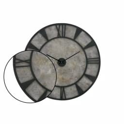 LITTON LANE 35 in. Modern Industrial Round Wall Clock - Matte Black Iron and Stone Gray Wood thumbnail 3