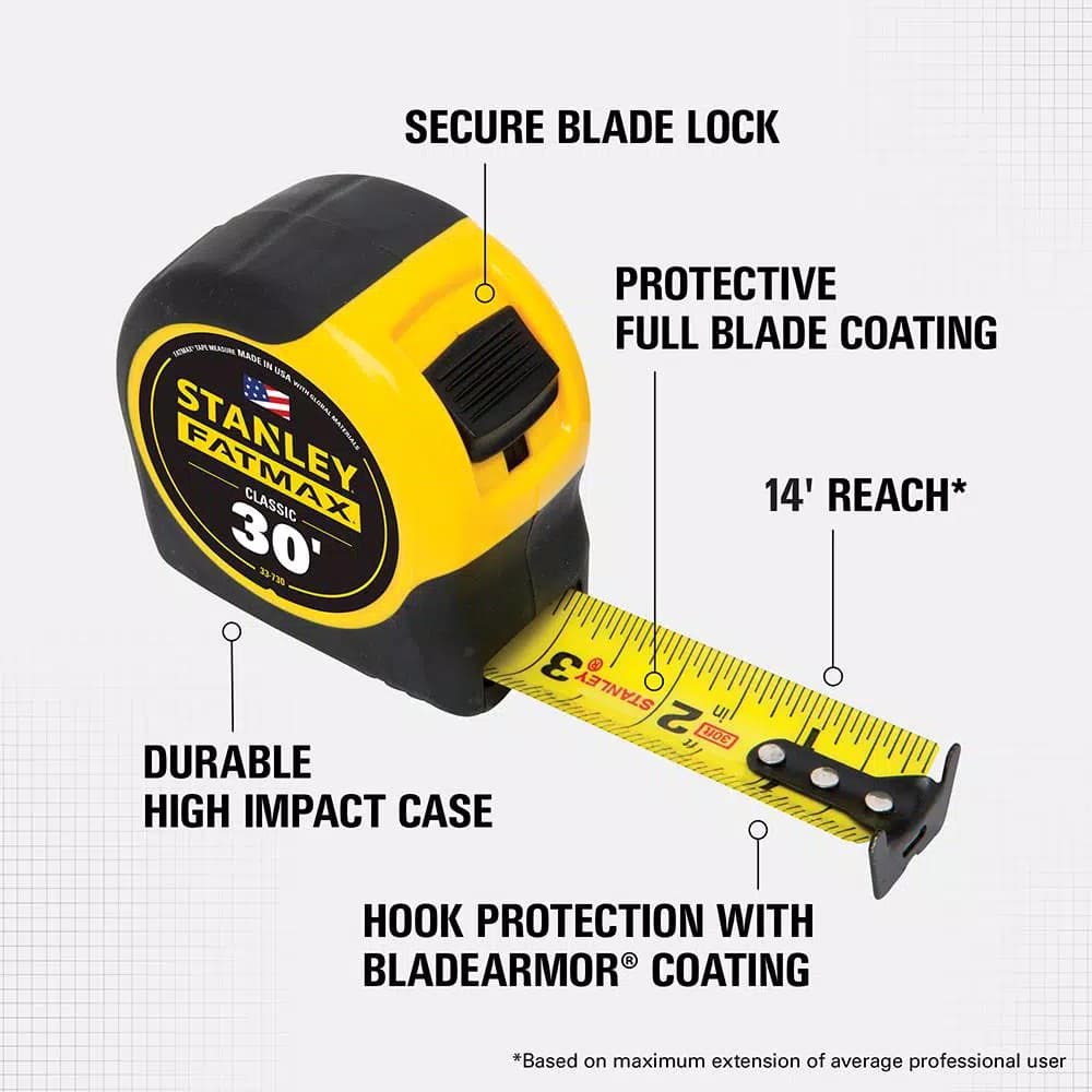 STANLEY FATMAX 30 ft. x 1-1/4 in. Tape Measure with 14 ft. Standout