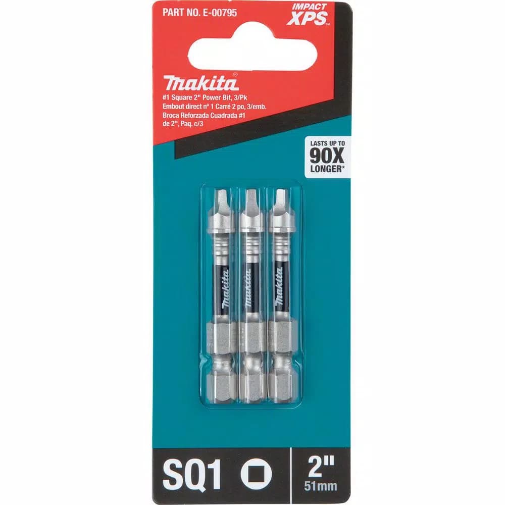 Makita ImpactXPS #1 Square 2 in. Power Bits, 3-Pack