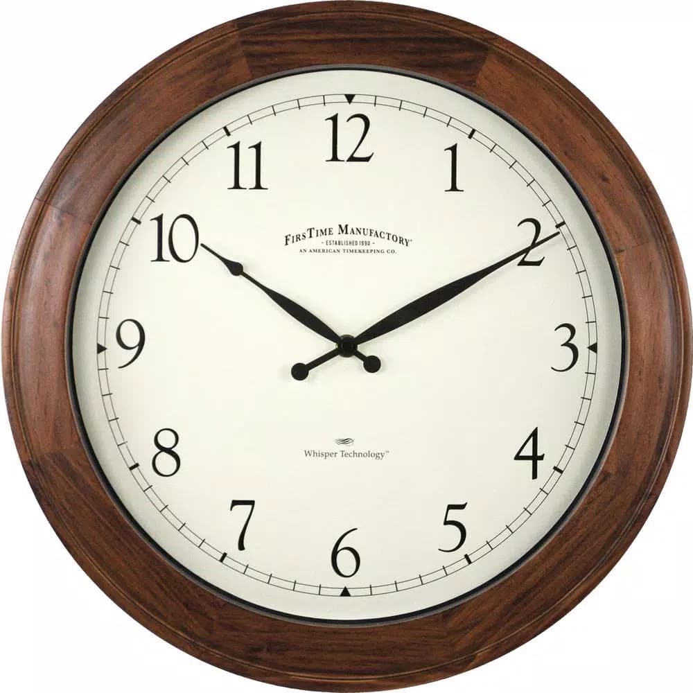 FirsTime 16 in. Walnut Wood Garrison Wall Clock