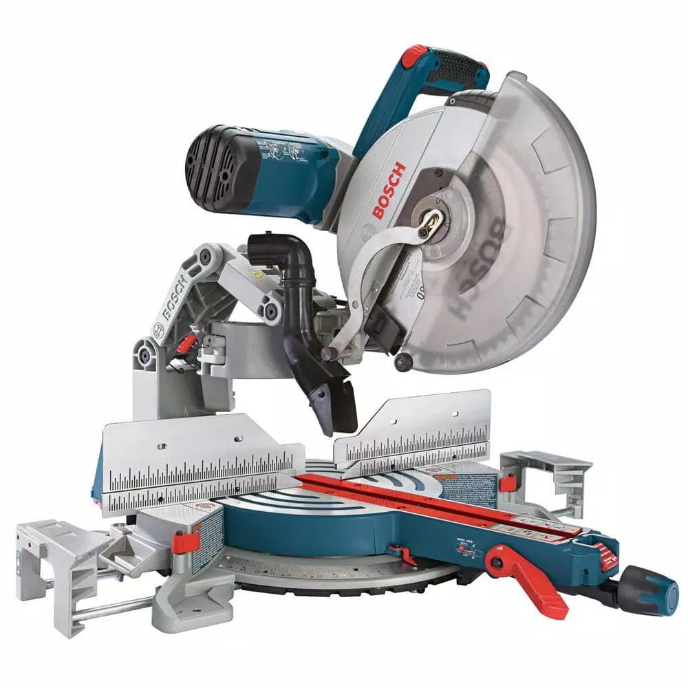 Bosch 12 in. 15 Amp Dual-Bevel Sliding Glide Miter Saw with 60 Tooth Blade and Portable Folding Stand