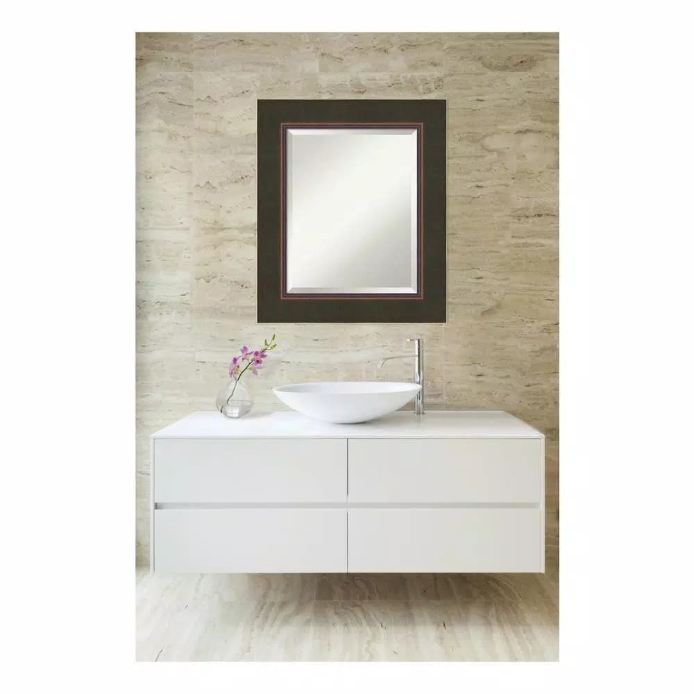 Amanti Art Milano 22.5 in. W x 26.5 in. H Rectangular Framed Bathroom Vanity Mirror, Dark Bronze