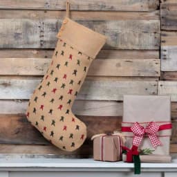 VHC Brands 20 in. Jute Primitive Star Christmas Stocking - Natural Tan Farmhouse Decor thumbnail 3