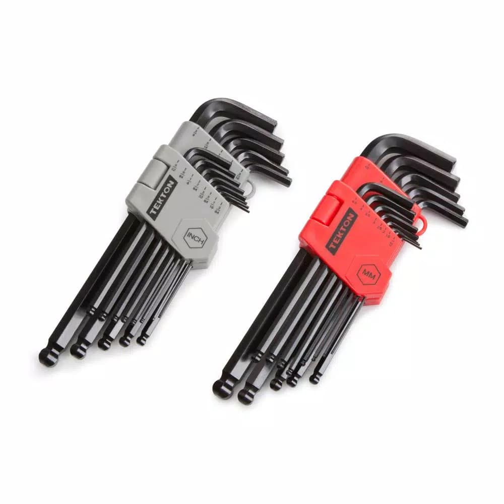 TEKTON 26-Piece Long Arm Ball End Hex Key Wrench Set, Inch and Metric