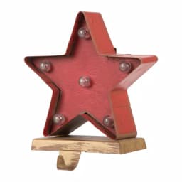 Glitzhome Marquee LED Star Stocking Holder Set of 2 - Metal Holiday Decor thumbnail 2
