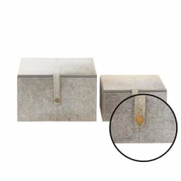 LITTON LANE Natural Reflections Gray Real Leather Hide Decorative Box Set of 2 thumbnail 3
