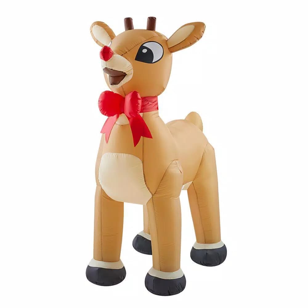 Rudolph 4.99 ft. Rudolph the Red-Nosed Reindeer Inflatable with Glowing Red Nose and Red Bow