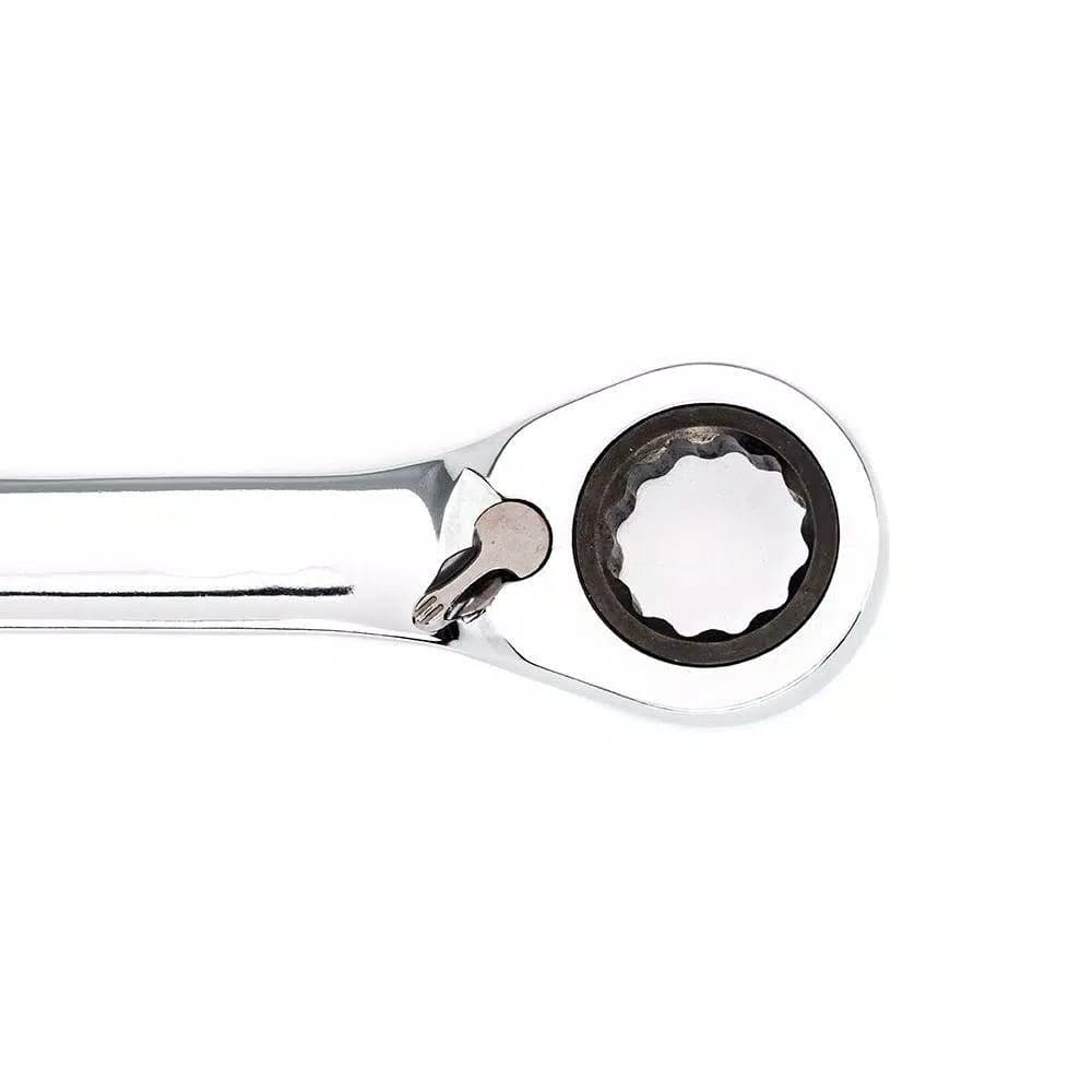 Husky 12 mm Reversible Ratcheting Combination Wrench, 72-Tooth Chrome Alloy Steel