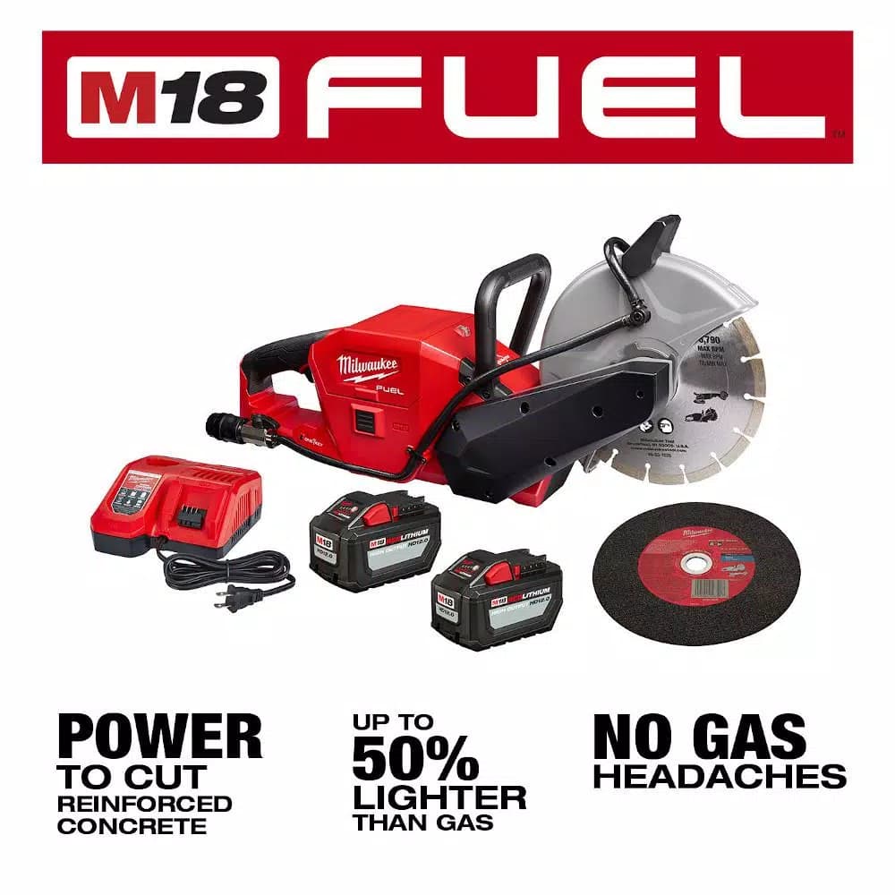 Milwaukee M18 FUEL ONE-KEY 9 in. Cordless Cut Off Saw Kit with (2) 12.0 Ah Batteries & Rapid Charger