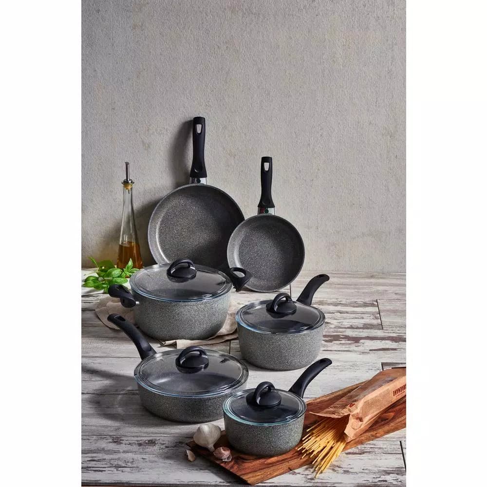 Ballarini Parma 10-Piece Aluminum Ceramic Nonstick Cookware Set, Gray