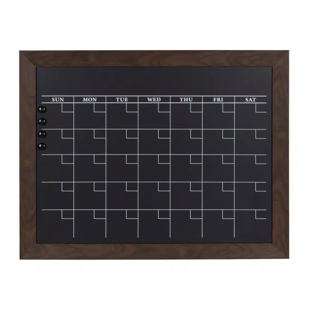 DesignOvation Beatrice Framed Magnetic Chalkboard Monthly Calendar Memo Board