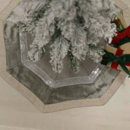 VHC Brands 48 in. Allura Dove Grey Glam Christmas Tree Skirt with Silver and Taupe Diamond Trim thumbnail 3
