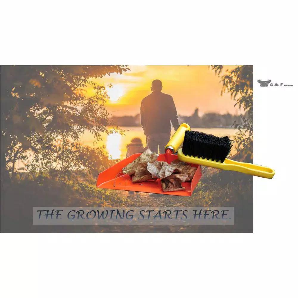 G & F Products Just for Kids Dustpan and Brush Set - Red Metal and Wood Cleaning Tool
