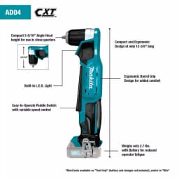 Makita 12V MAX CXT 3/8 in. Right Angle Cordless Drill/Driver (Tool Only) thumbnail 2