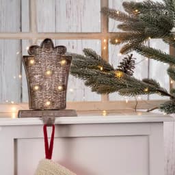 Glitzhome 2-Pack Marquee LED Metal Tree and Gift Box Stocking Holders thumbnail 5