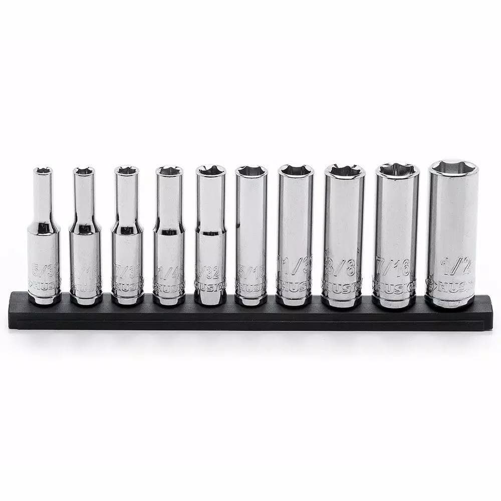 Husky 1/4 in. Drive 10-Piece SAE Deep Socket Set