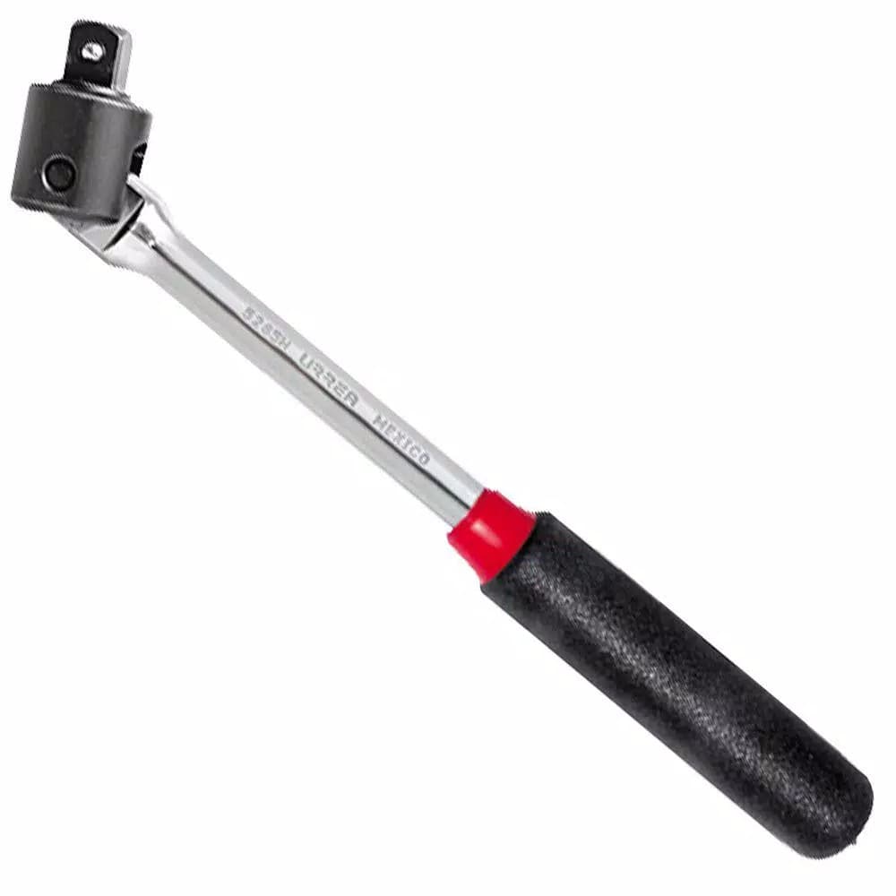 URREA 3/8 in. Drive 8 Inch Hinge Handle Ratchet with Rubber Grip
