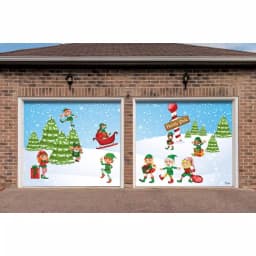 My Door Decor 7 ft. x 8 ft. North Pole Elves Christmas Garage Door Mural Banner thumbnail 2