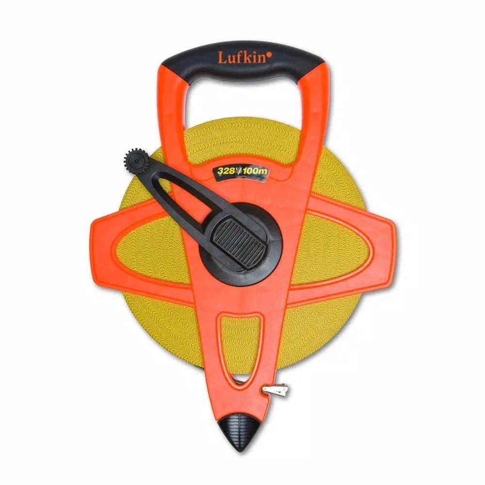 Lufkin 328 ft. Fiberglass Tape Measure, 2-Sided Metric, Hi-Viz Orange
