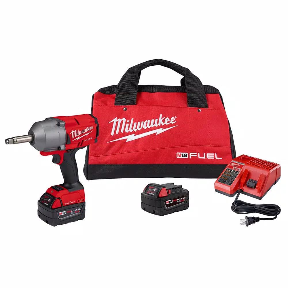 Milwaukee M18 FUEL 1/2 in. Impact Wrench with ONE-KEY, Extended Anvil Kit with 2 Batteries