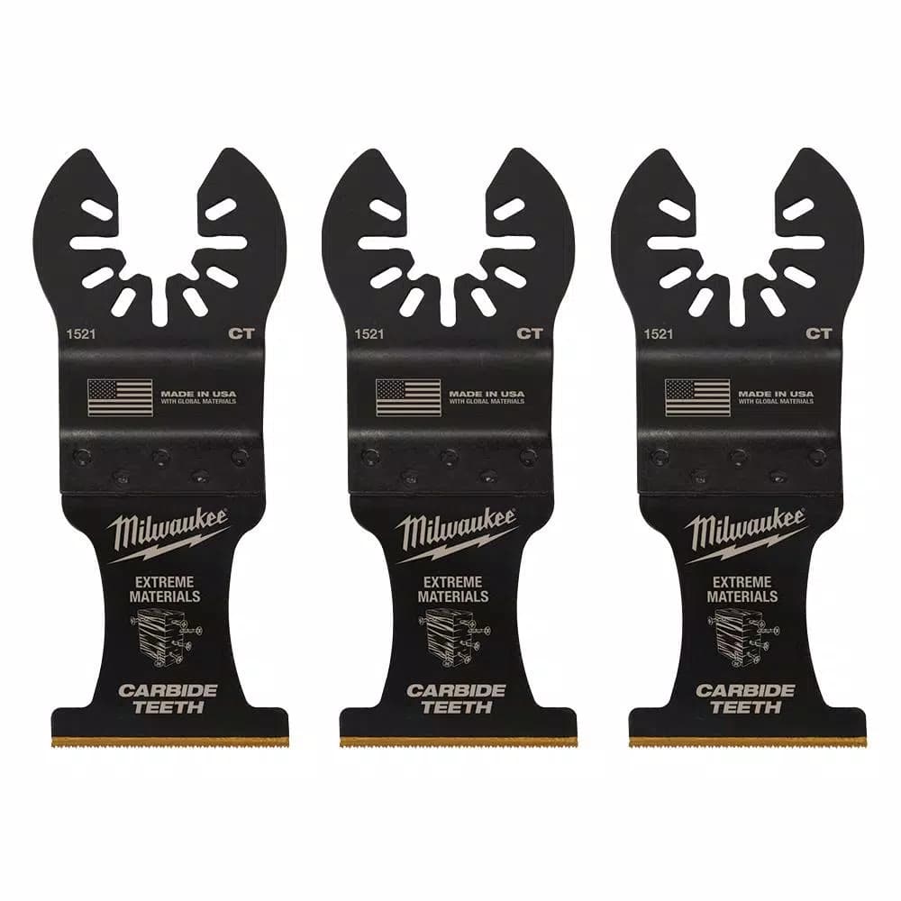 Milwaukee 1-3/8 in. Carbide Universal Fit Extreme Wood/Metal Oscillating Multi-Tool Blade (3-Pack)
