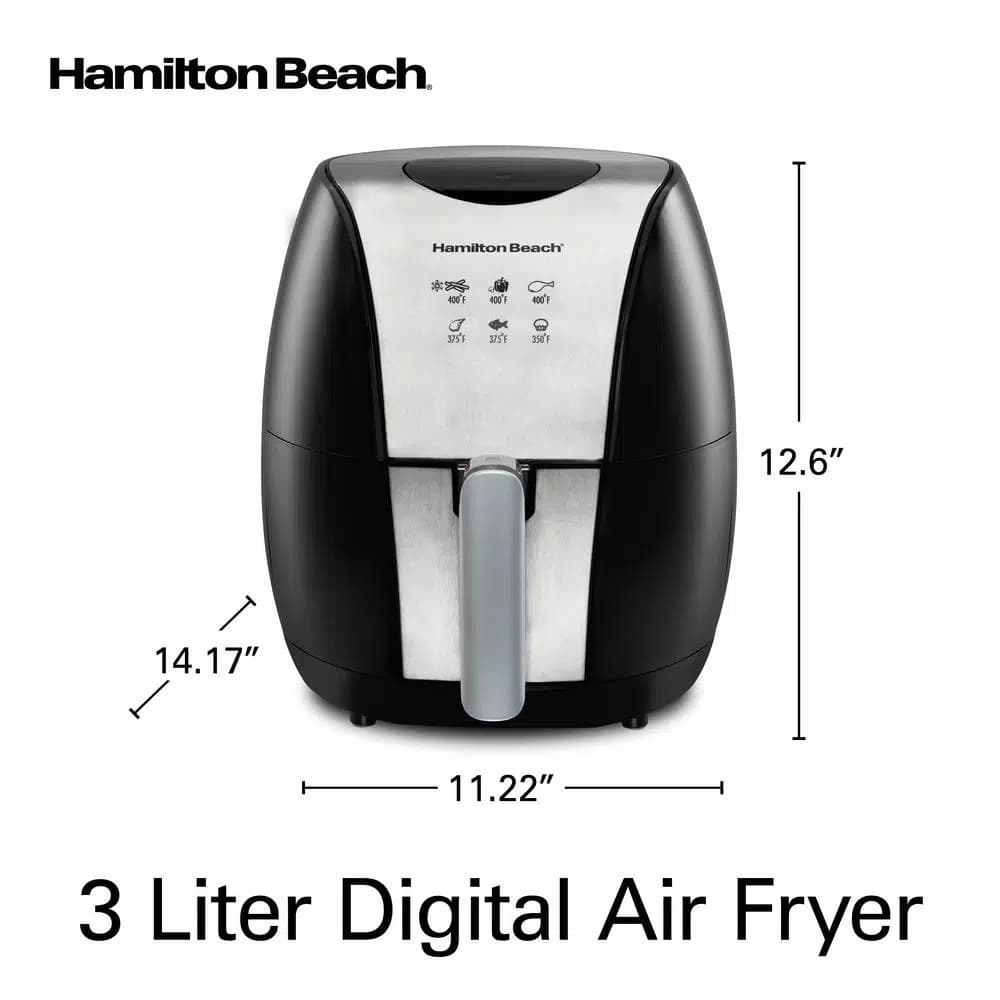 Hamilton Beach 3.4 Qt. Air Fryer with Nonstick Basket, 1500W, Black