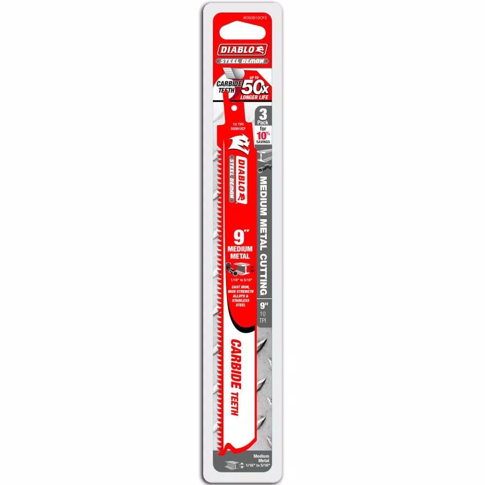 Diablo Steel Demon Carbide 9 in. 10 TPI Medium Metal Reciprocating Saw Blades, 6-Pack