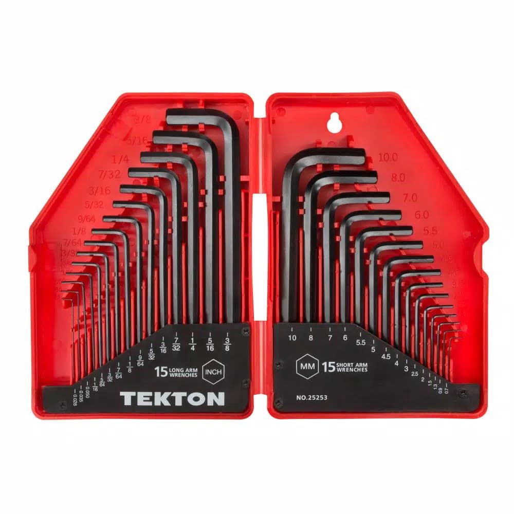 TEKTON 30-Piece Hex Key Wrench Set, 0.028-3/8 in. and 0.7-10 mm SAE/Metric