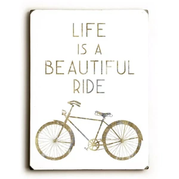 ArteHouse WildApple Gilded Hipster Bicycle 9x12 in. Solid Wood Wall Art Sign