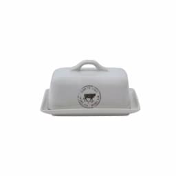3R Studios White Stoneware Butter Dish Set of 2 - Farm to Table Country Style thumbnail 2