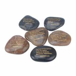 Stonebriar Collection Set of 6 Polished Scripture Rocks with Gold Embossed Lettering thumbnail 1