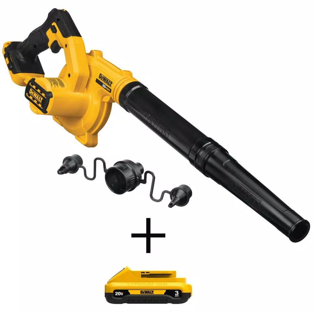 DEWALT 20V MAX Cordless Compact Jobsite Blower with (1) 3.0 Ah Battery, 135 MPH, 100 CFM