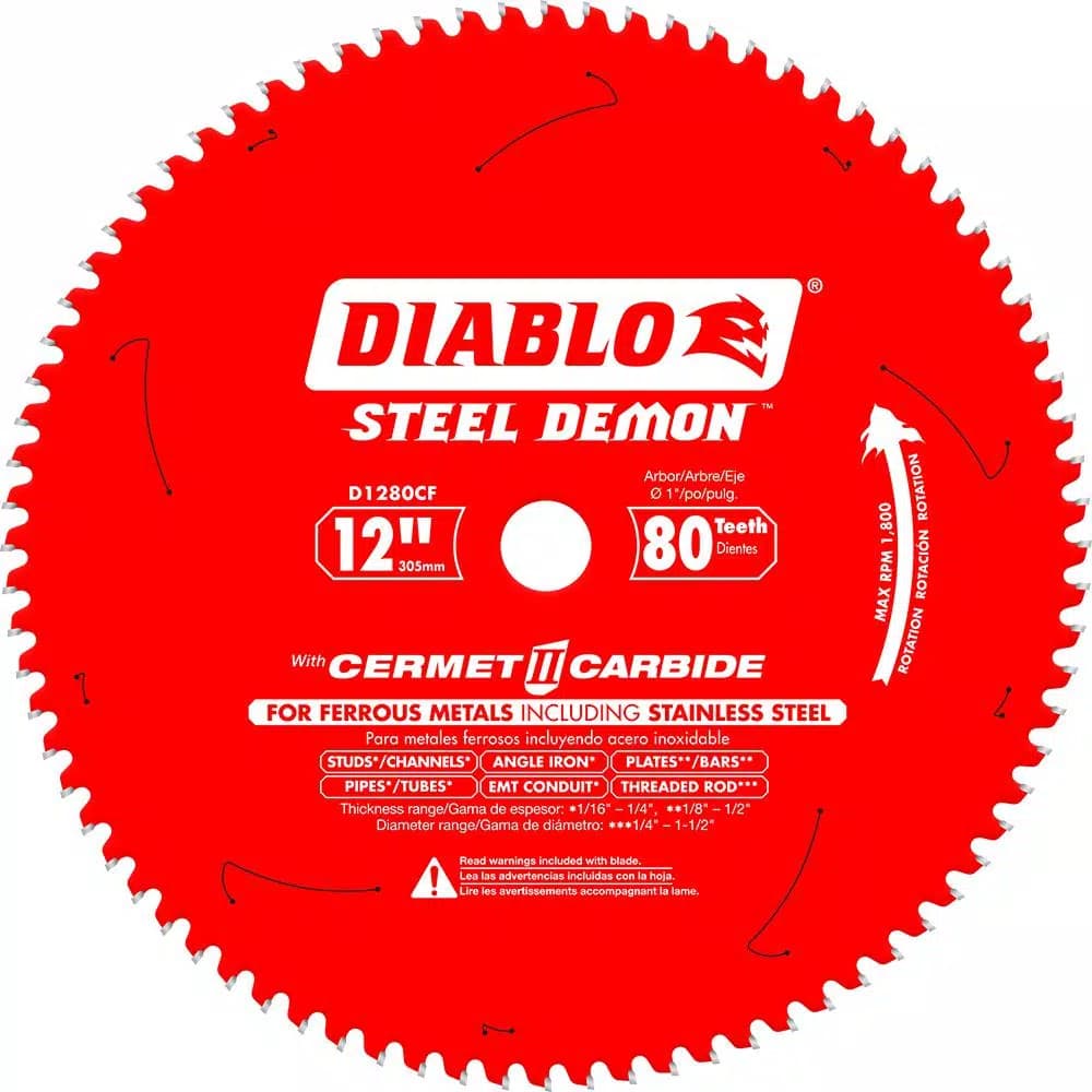 Diablo Steel Demon Cermet II 12 in. 80-Tooth Carbide Metal Cutting Saw Blade for Stainless Steel