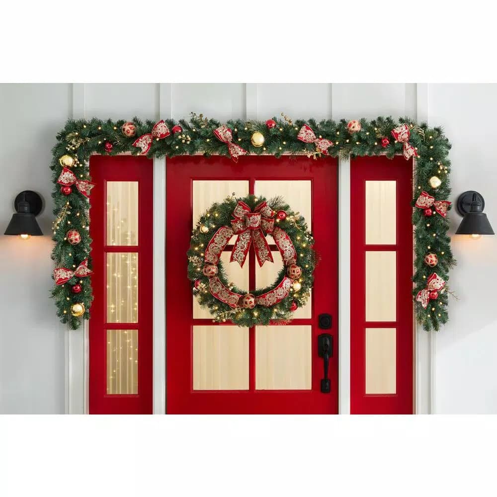 Home Accents Holiday Royal Easton 12 ft. Pre-Lit Artificial Christmas Garland with 70 Warm White LED Lights