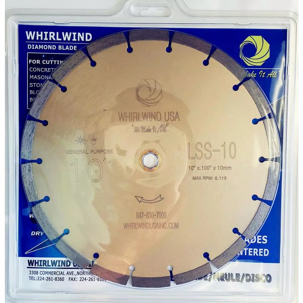 Whirlwind USA 10 in. 18-Teeth Segmented Diamond Blade for Concrete, Stone, Brick, and Masonry