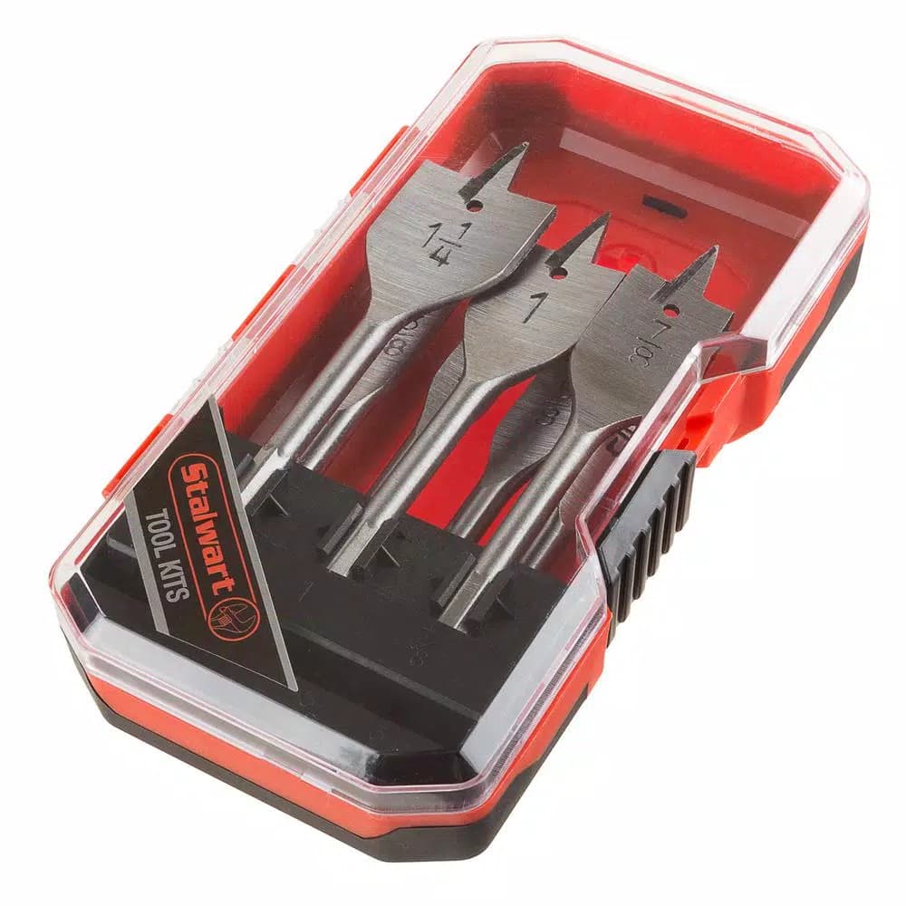 Stalwart 7-Piece Carbon Steel Spade Drill Bit Set with Carrying Case