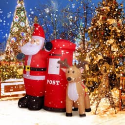 JOYDECOR 6 ft. Santa Claus with Postbox and Reindeer Christmas Inflatable with LED Lights thumbnail 5