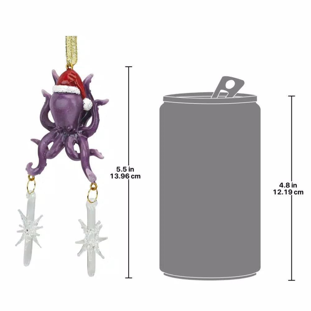 Design Toscano 5.5 in. Tenacious Tentacles Octopus Holiday Ornament with Santa Hat