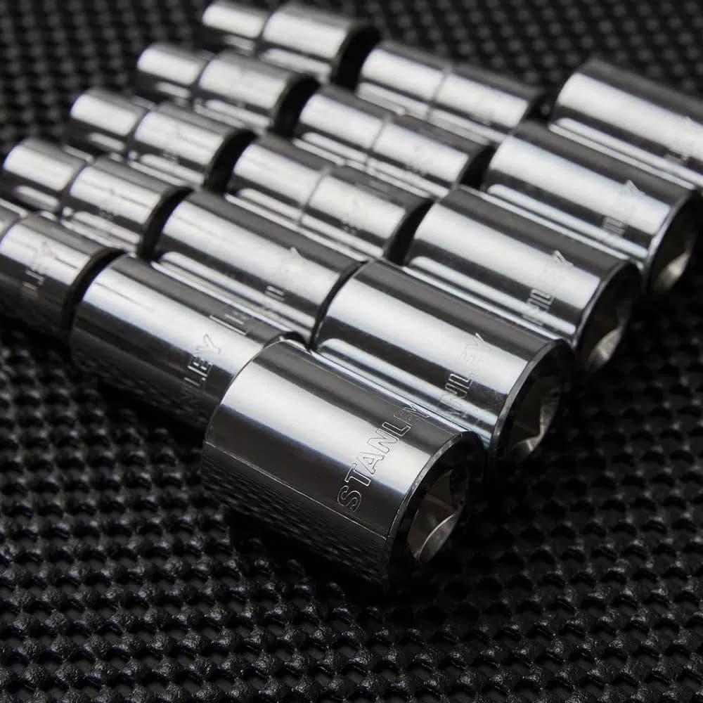 Stanley 15-Piece 1/2 in. Drive Metric Deep Socket Set, 12-Point Professional Grade