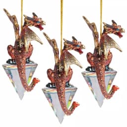 Design Toscano 3.5 in. Diamond Dragon Gothic Holiday Ornament Set, 3-Piece thumbnail 1