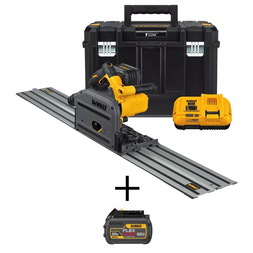 DEWALT FLEXVOLT 60V MAX Cordless Brushless 6-1/2 in. Track Saw Kit with (2) 6.0Ah Batteries & 59 in. Track