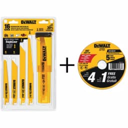 DEWALT 16-Piece Bi-Metal Reciprocating Saw Blade Set with Case & 5-Pack 4.5 in. Metal/SS Cutting Wheels thumbnail 1