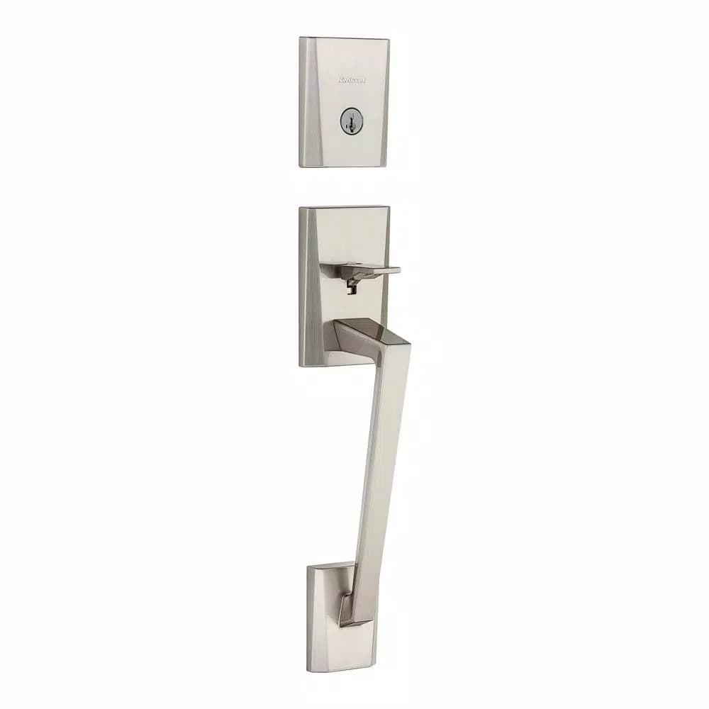 Kwikset Camino Low Profile Satin Nickel Single Cylinder Entry Handleset with Halifax Lever