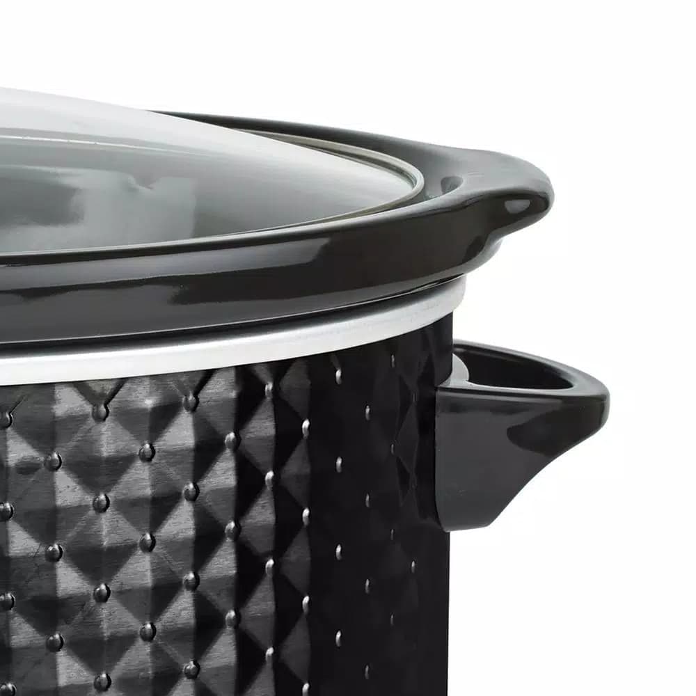 Brentwood Appliances 7 Qt. Black Slow Cooker with Removable Ceramic Pot and Tempered Glass Lid