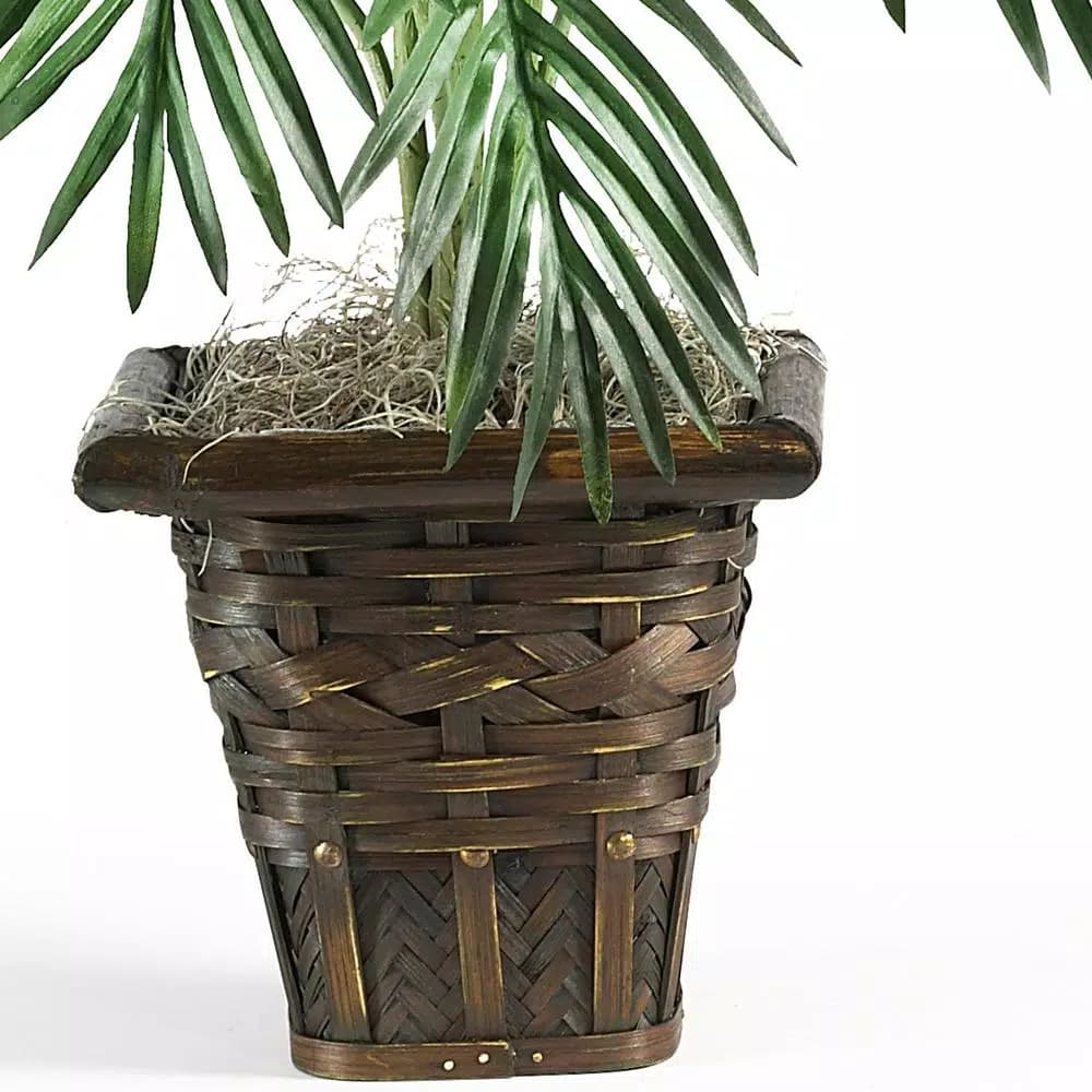 Nearly Natural 38 in. Faux Areca Palm Silk Plant with Decorative Wicker Basket