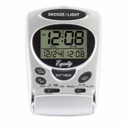 Equity by La Crosse Fold-Up Digital 2.70 in. LCD Travel Alarm Clock with Nap Timer and Backlight, Silver thumbnail 4