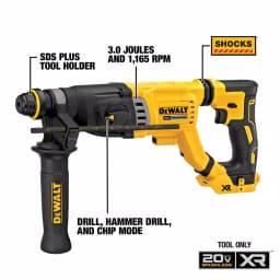 DEWALT 20V MAX XR Brushless 1-1/8 in. SDS Plus D-Handle Rotary Hammer (Tool-Only) thumbnail 3