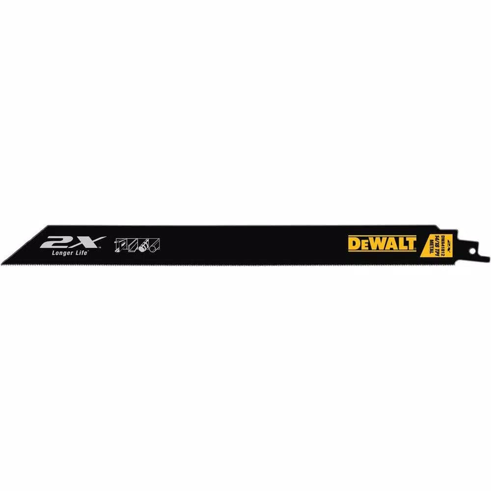 DEWALT 12 in. 2X Premium Metal Cutting Reciprocating Saw Blades, 14 TPI, 5-Pack